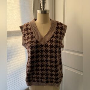 Pink Rose Houndstooth Vest NEW